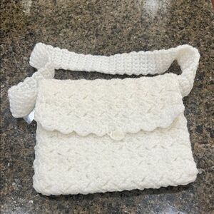 vintage Handcrafted Cream Crochet Bag
